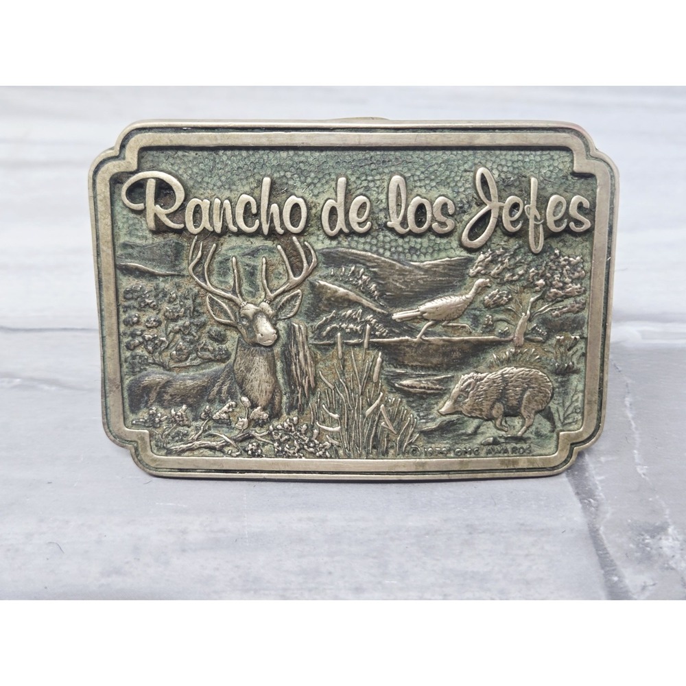 Vintage WHITETAIL BUCK belt buckle DEER hunting buck WESTERN solid‎ Brass COWBOY